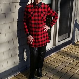 Studded buffalo plaid tunic top